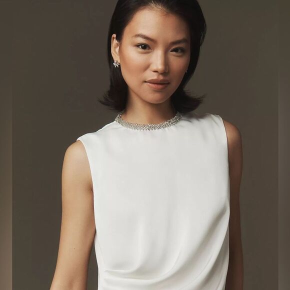 NWT IEENA for Mac Duggal Rhinestone Neckline Draped Mini Dress‎ size 4 - Picture 3 of 16